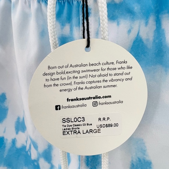 FRANKS AUSTRALIA BLUE TIE DYE ATHLETIC SHORTS - Picture 5 of 6